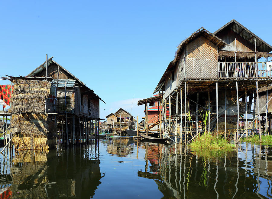 Stilted houses in village on Inle lake Photograph by Mikhail ...