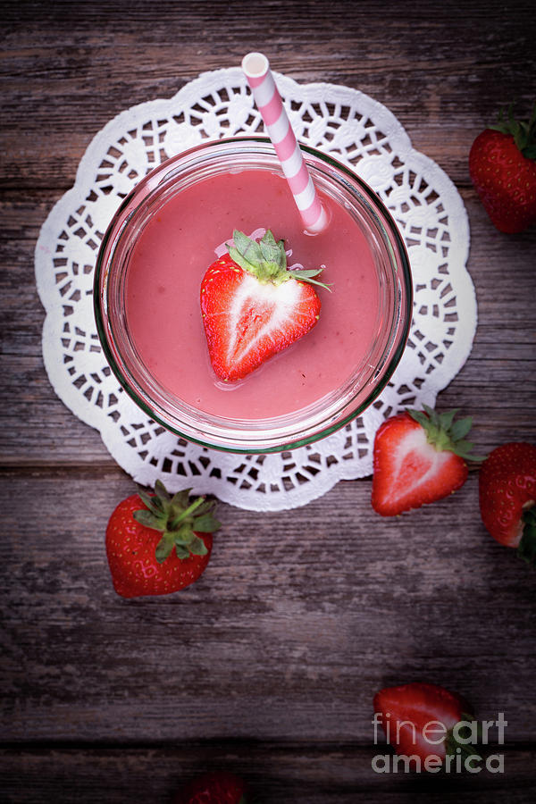 Strawberry smoothie #4 Photograph by Jane Rix