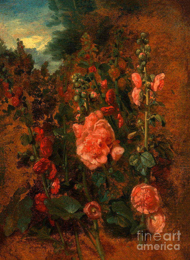 John Constable Painting - Study of Hollyhocks #4 by John Constable