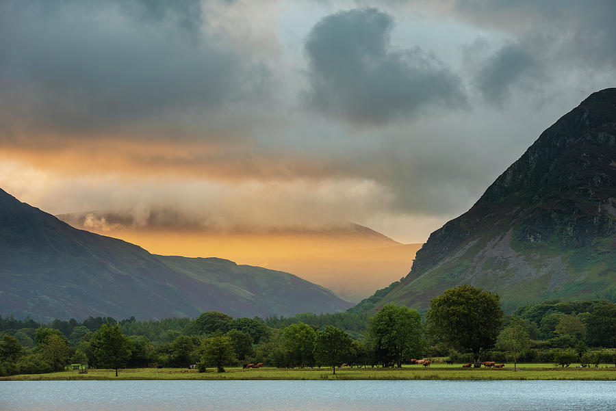 Stunning Epic Sunrise Landscape Image Looking Along Loweswater T Photograph