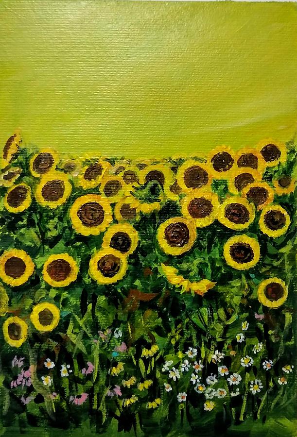 Sunflowers  #4 Painting by Asha Sudhaker Shenoy