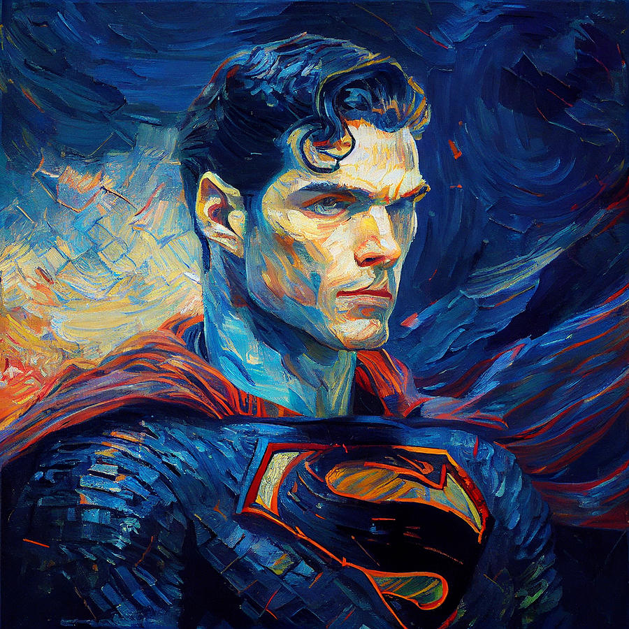 Superman by Vincent Van Gogh oil painting by Asar Studios Digital Art ...