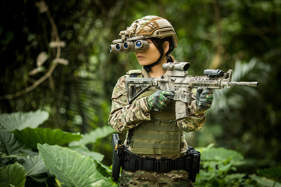 Tactical military airsoft soldiers in jungle #4 Photograph by Petesphotography