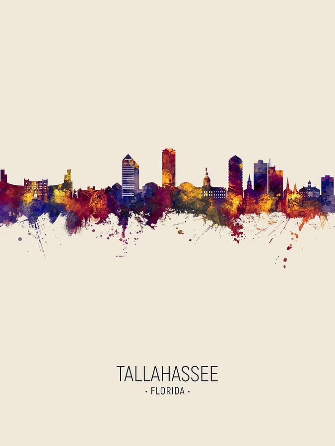 Tallahassee Digital Art - Tallahassee Florida Skyline #4 by Michael Tompsett