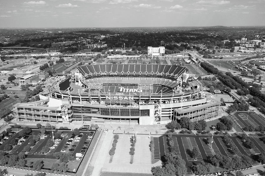 Tennesse Titans Nissan Stadium in Nashville Tennessee in black and white #4 Photograph by Eldon McGraw