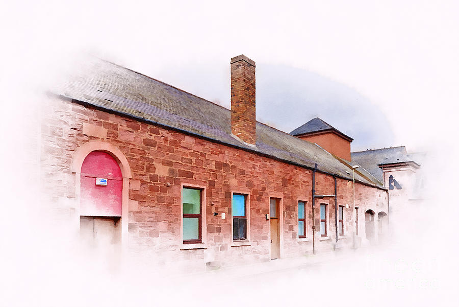 Arbroath Digital Art - The Abbey Theatre and small Terraced Sandstone Houses in Arbroath. #4 by Jules Walters
