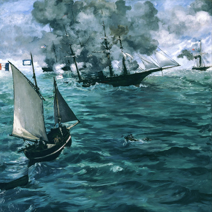 Edouard Manet Painting - The Battle of the U.S.S. Kearsarge and the C.S.S. Alabama #4 by Edouard Manet