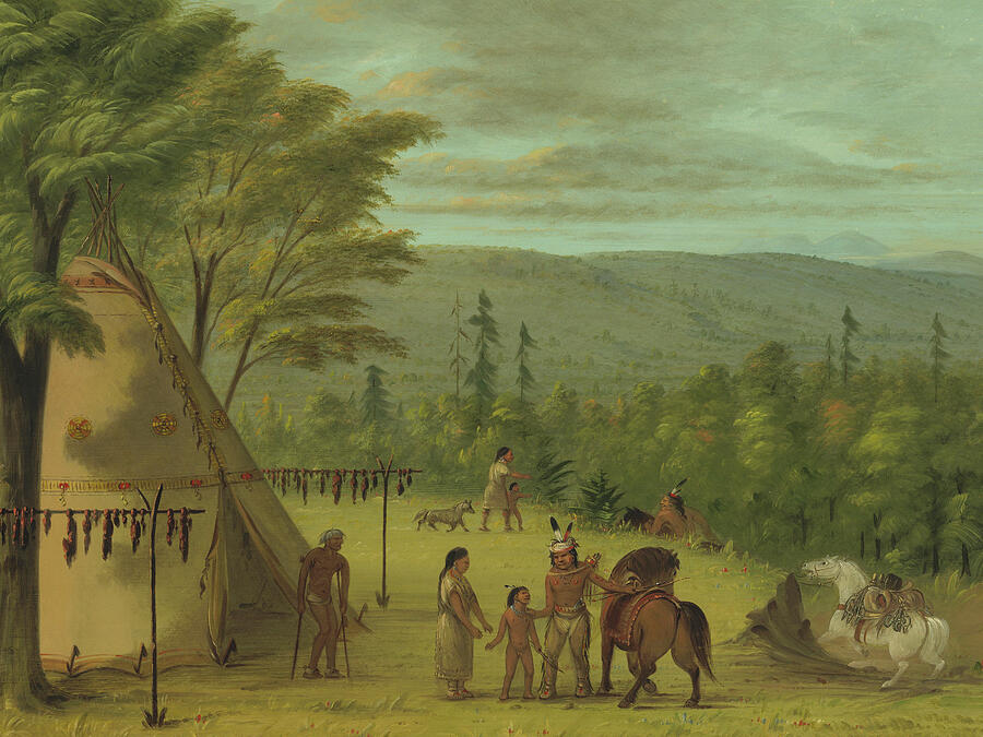 The Cheyenne Brothers Starting on Their Fall Hunt #5 Painting by George Catlin