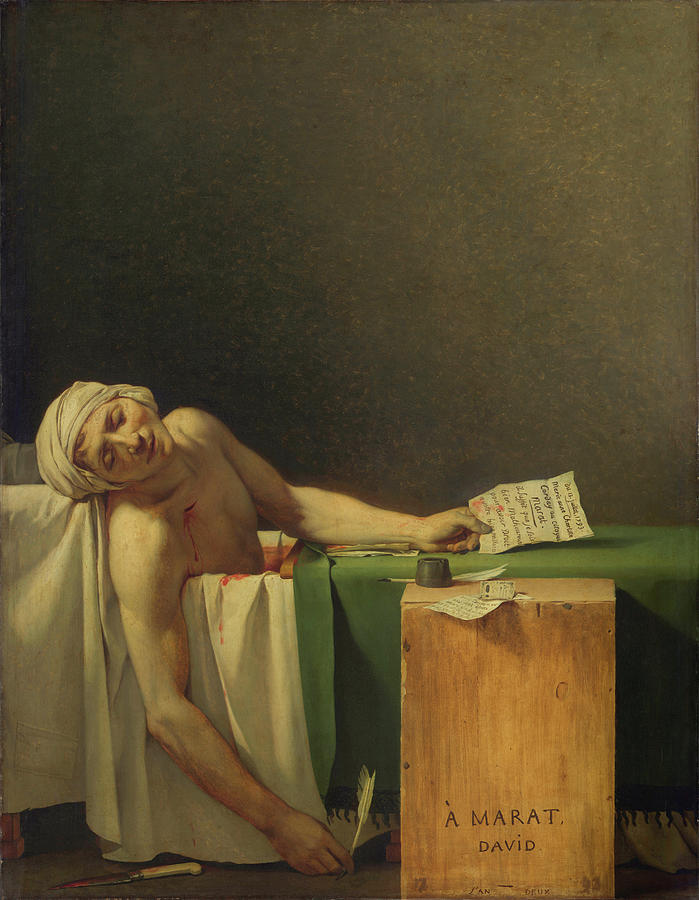 Historical Painting - The Death of Marat by Jacques Louis David