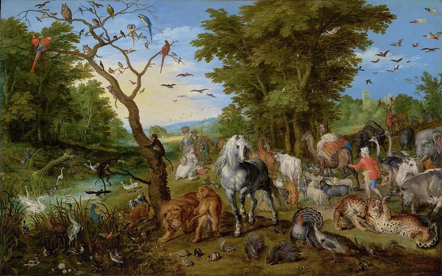 Jan Brueghel The Elder Painting - The Entry of the Animals into Noahs Ark #4 by Jan Brueghel the Elder