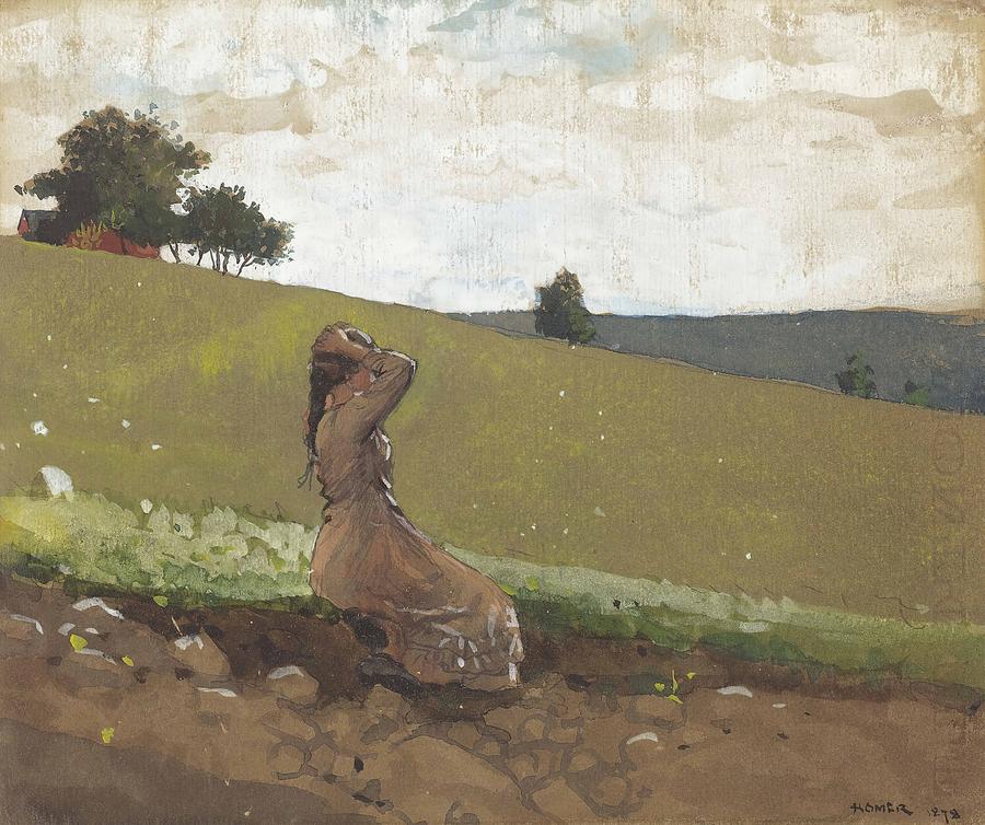 The Green Hill  Drawing by Winslow Homer