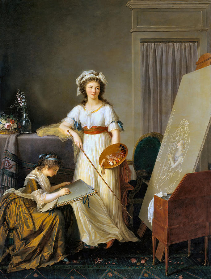 The Interior of an Atelier of a Woman Painter #4 Painting by Marie Victoire Lemoine