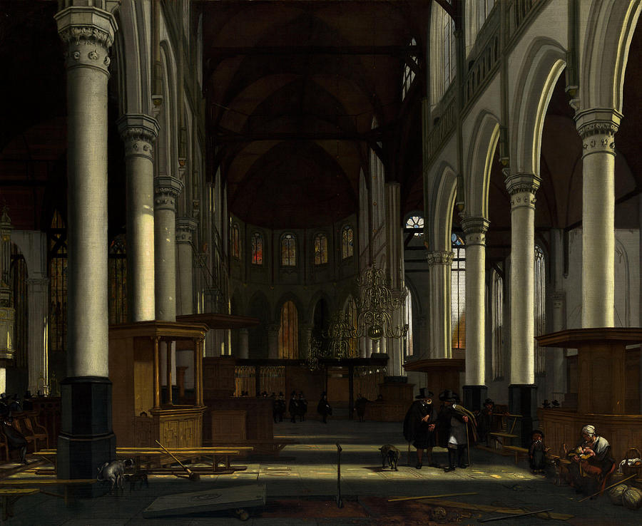 Emanuel De Witte Painting - The Interior of the Oude Kerk  Amsterdam  #4 by Emanuel de Witte