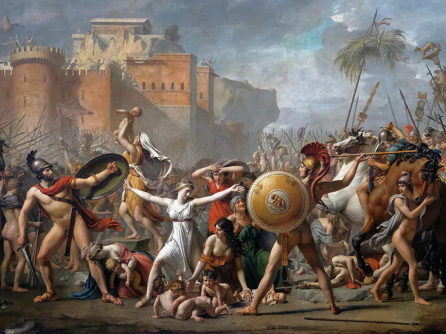 Clothing Painting - The Intervention of the Sabine Women by Jacques-Louis David by Mango Art