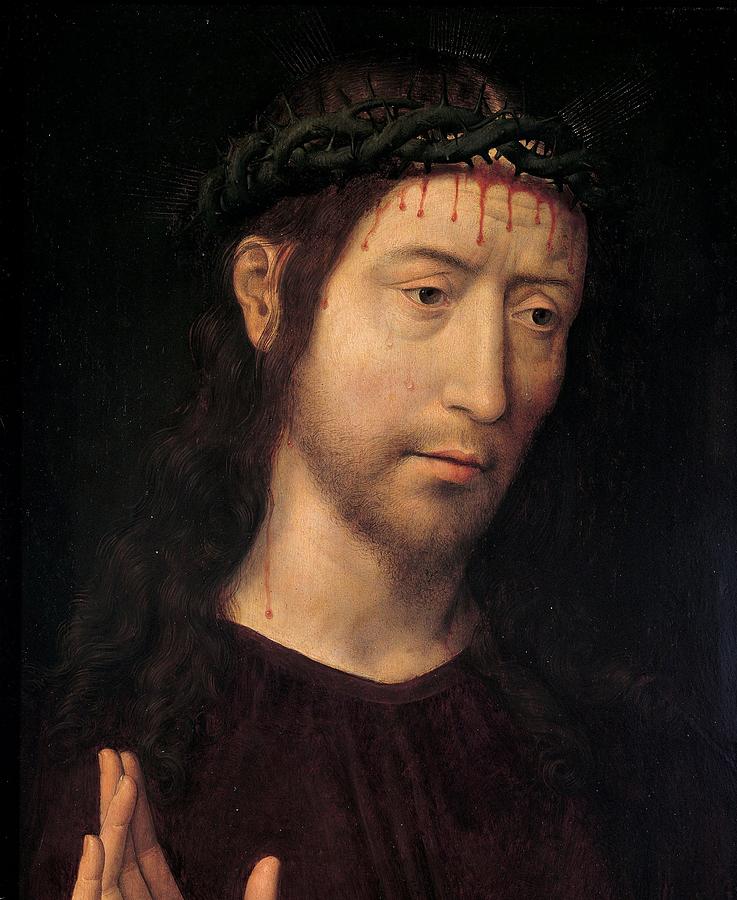 Hans Memling Painting - The Man of Sorrows Blessing  #4 by Hans Memling