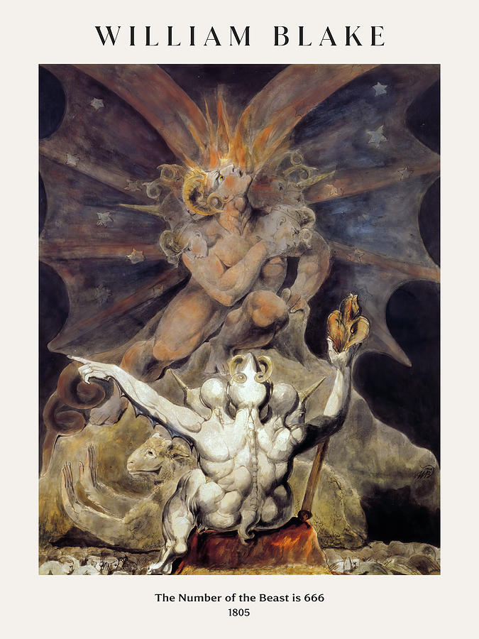 William Blake Painting - The Number of the Beast is 666 #4 by Murellos Design