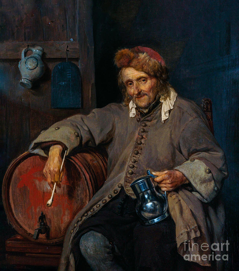 The Old Drinker #5 Painting by Gabriel Metsu