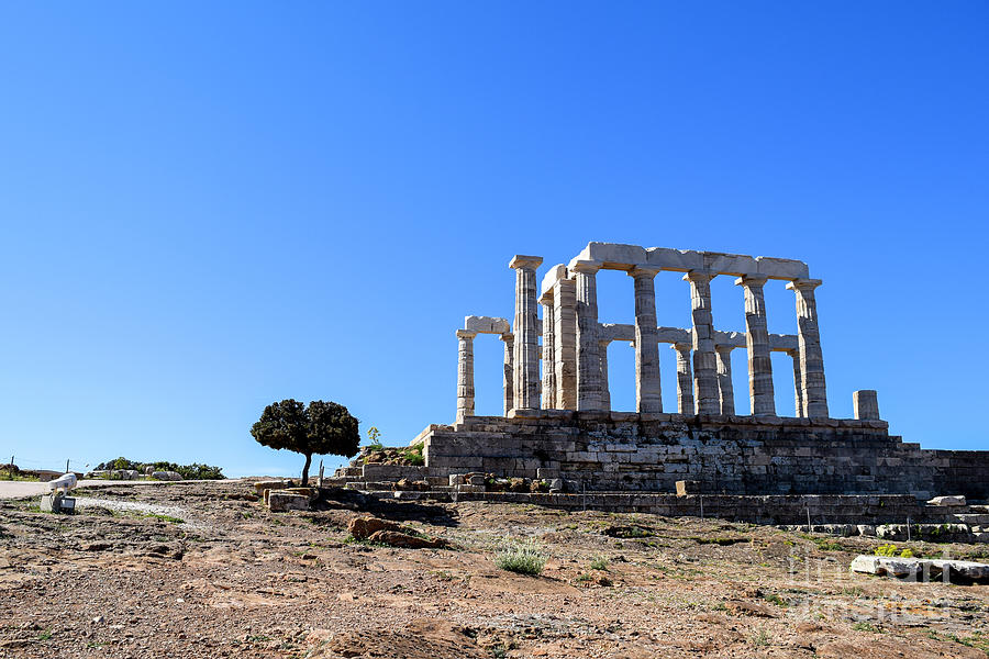 The Temple of Poseidon sits on a hilltop on Cape Sounion, Attica #3 Photograph by William Kuta