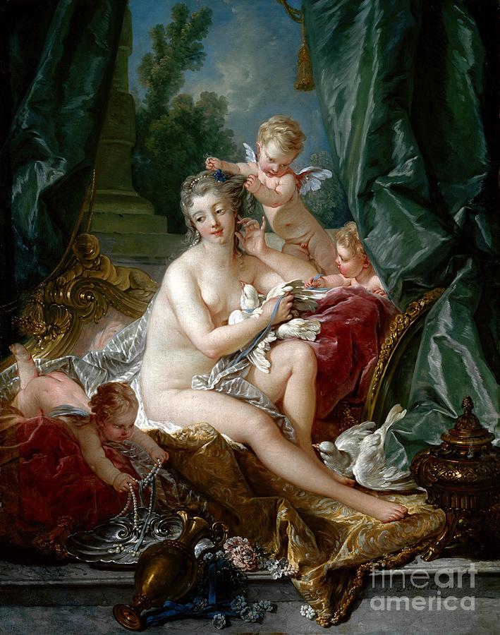 The toilette of Venus #4 Painting by Francois Boucher