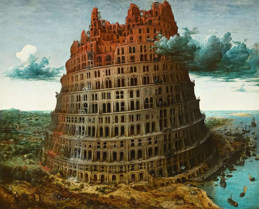 Vintage Painting - The Tower of Babel by Pieter Brueghel the Elder  by Mango Art