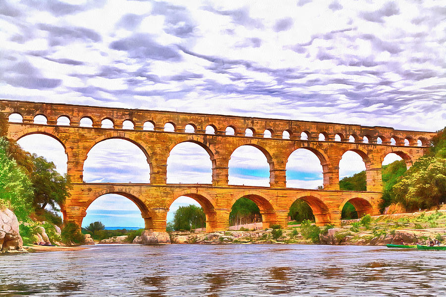 The world famous Pont du Gard #4 Digital Art by Gina Koch