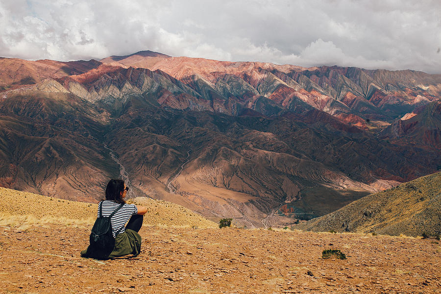 Tourist woman in the mountains of Argentina #4 Photograph by Lechatnoir