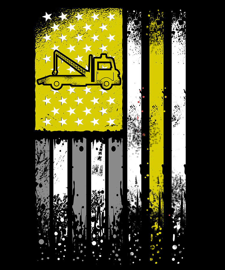 Tow Truck Driver Wrecker Operator Thin Yellow Line Digital Art by ...