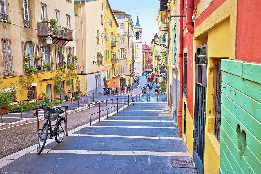 Town of Nice colorful street architecture and church view #4 Photograph by Brch Photography