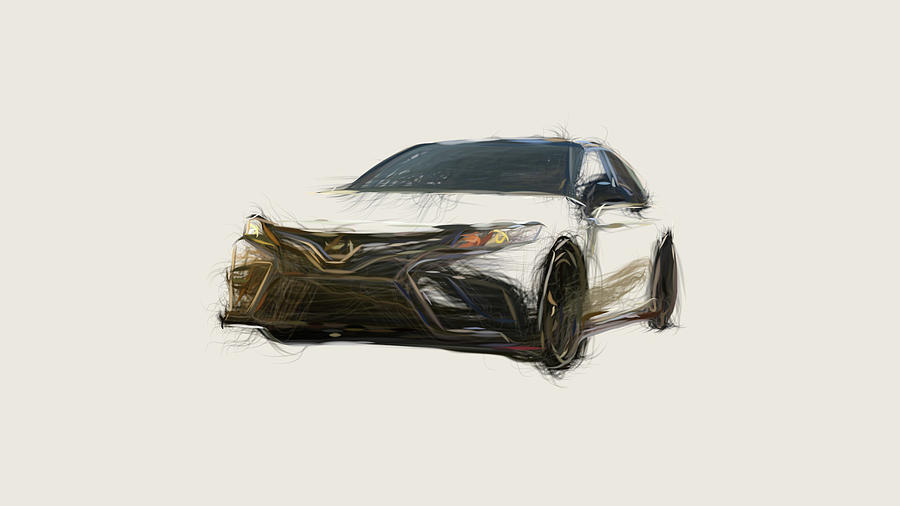Toyota Camry TRD Car Drawing #4 Digital Art by CarsToon Concept