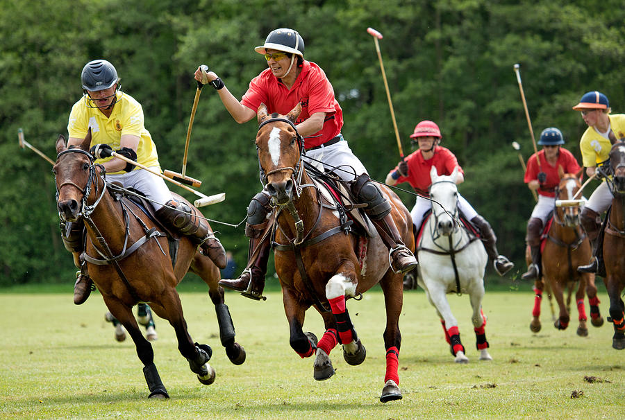 Two polo teams challenging for the ball #4 Photograph by Lorado