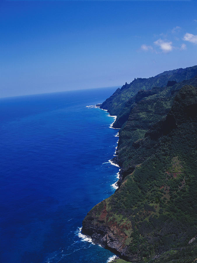 USA, Hawaii, Kauai, mountainous coastline, aerial view #4 Photograph by Dex Image