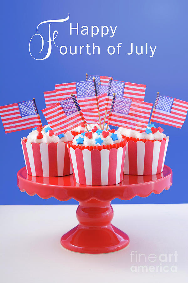 USA theme cupcakes #4 Photograph by Milleflore Images