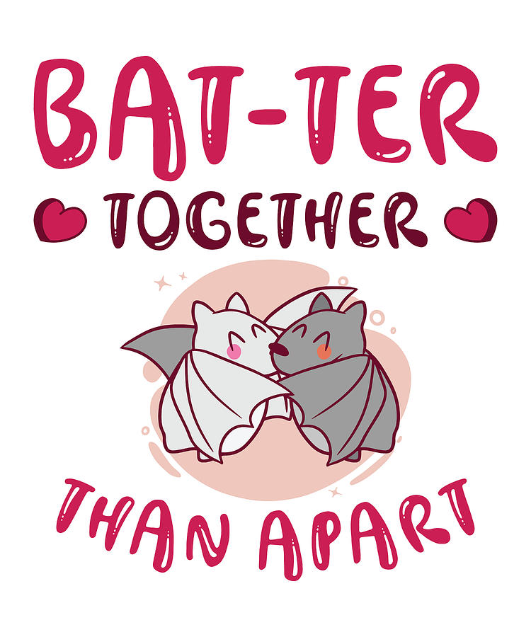 Wildlife Digital Art - Valentines Day Cuddling Cute Bats Couple #4 by Toms Tee Store
