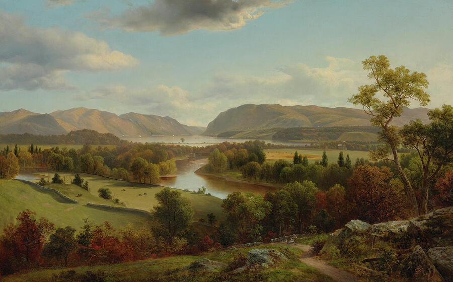 View From New Windsor, Hudson River, from 1869 Painting by David Johnson