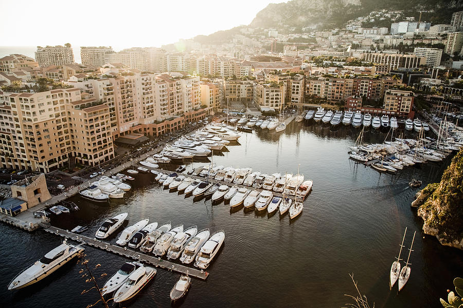 View of marina with yachts and boats, Monte Carlo, Monaco #4 Photograph by Walter Zerla