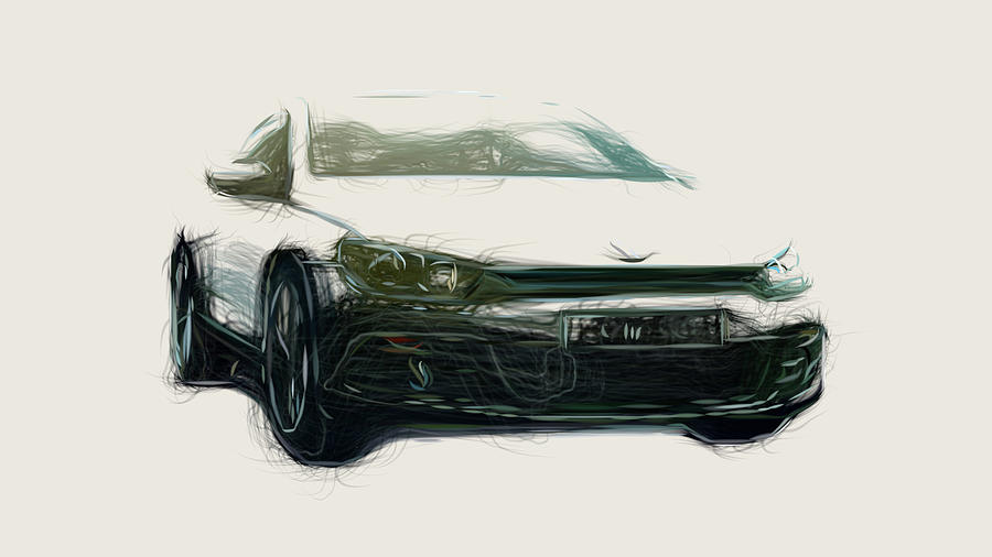 Volkswagen Scirocco Car Drawing Digital Art by CarsToon Concept - Fine ...