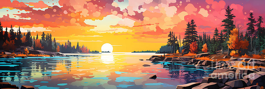 Fantasy Painting - Voyageurs National Park Minnesota USA distant by Asar Studios #4 by Celestial Images