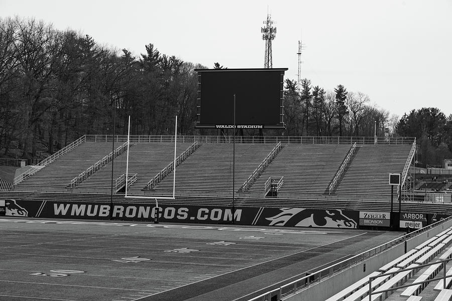 Waldo Stadium at Western Michigan University in black and white #4 Photograph by Eldon McGraw