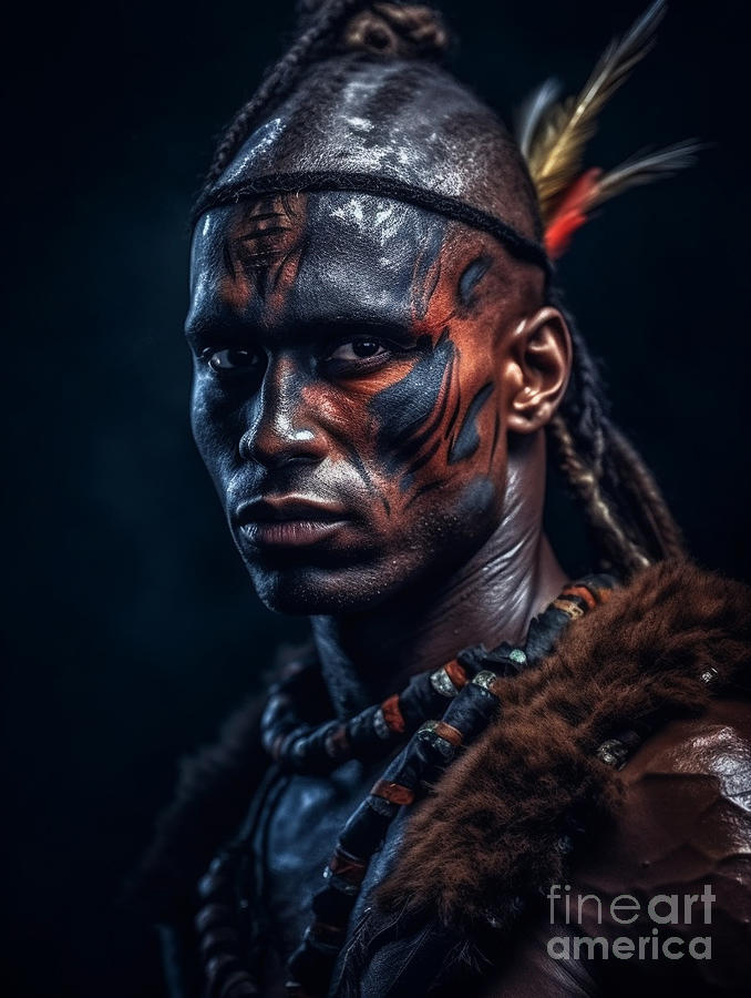 Warrior  from  Crocodile  men  of  Sepik  region  by Asar Studios #4 Painting by Celestial Images