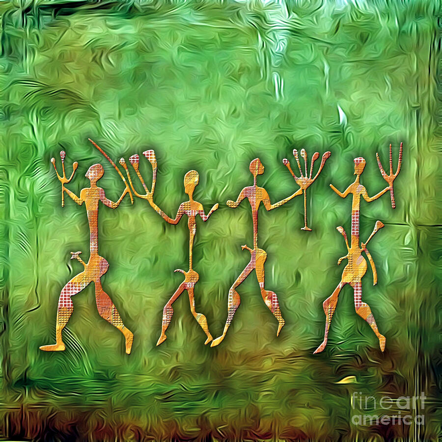 Conceptualism Digital Art - 4 Warriors On A Hunt by Walter Neal Conceptualism Digital Art - 4 Warriors On A Hunt by Walter Neal