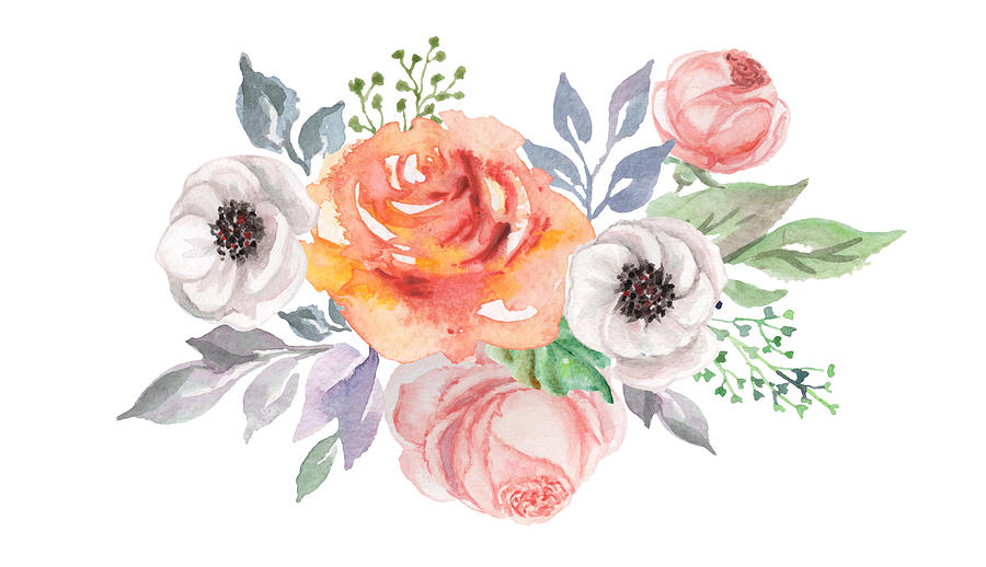 Watercolor Flowers For Design Card, Postcard, Textile, Flyer #4 Drawing by Felizlife