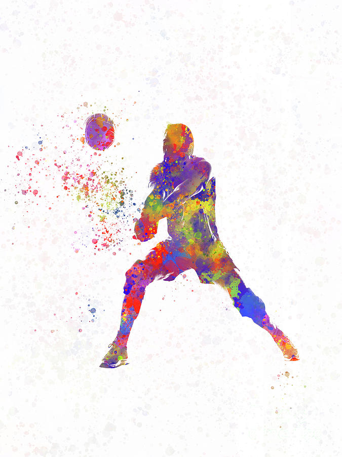 Watercolor volleyball player Digital Art by Vi Art