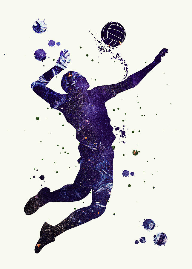 Watercolors Volleyball Player Watercolor Print Volleyball Spiking ...