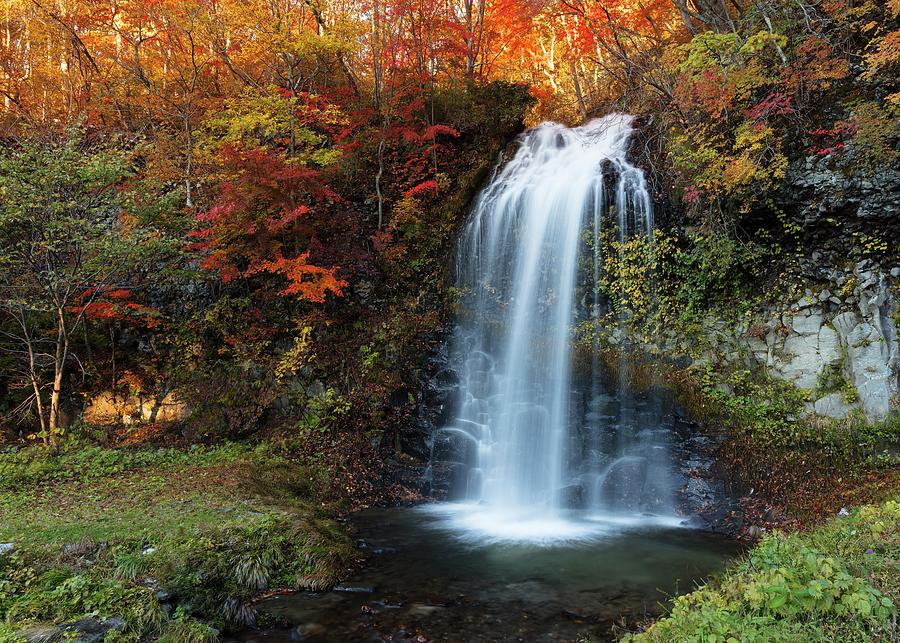 Waterfall In Japan In Autumn Photograph By Tseng Hanping 