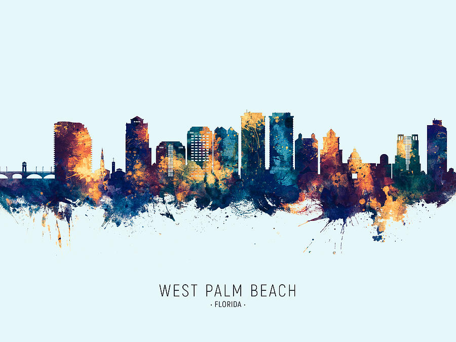 West Palm Beach Florida Skyline #4 Digital Art by Michael Tompsett