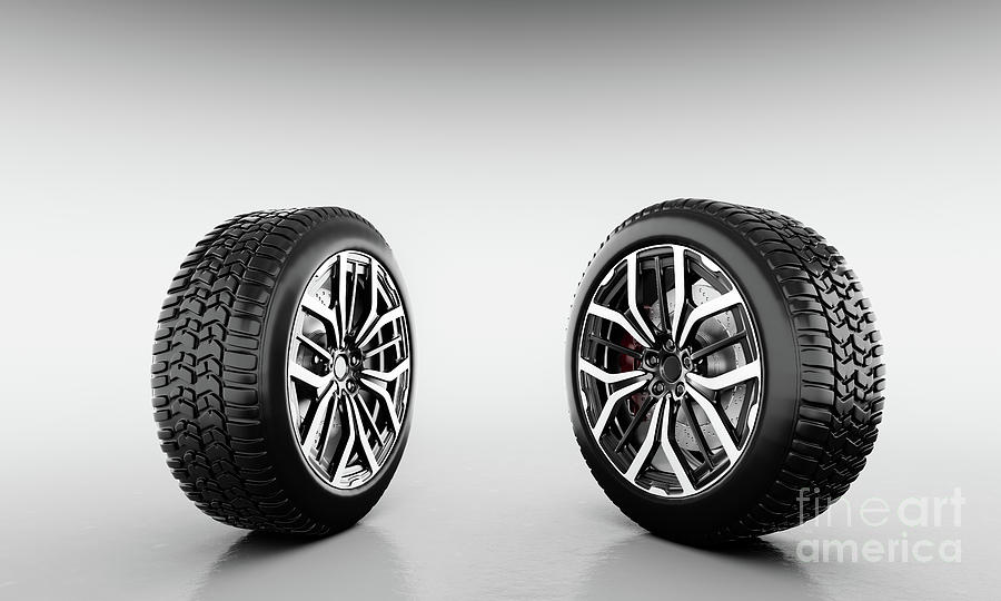 Wheels with modern alu rims on white background #4 Photograph by Michal Bednarek