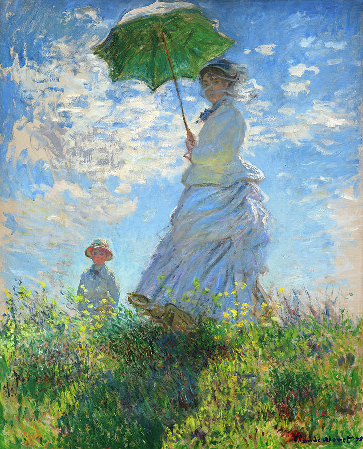 Claude Monet Painting - Woman with a Parasol - Madame Monet and Her Son #4 by Claude Monet