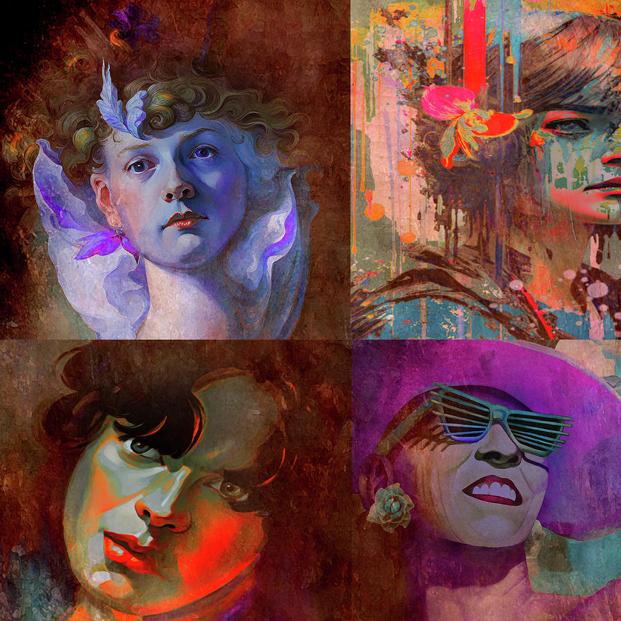 4 Women - Then And Now Mixed Media by Jeff Burgess