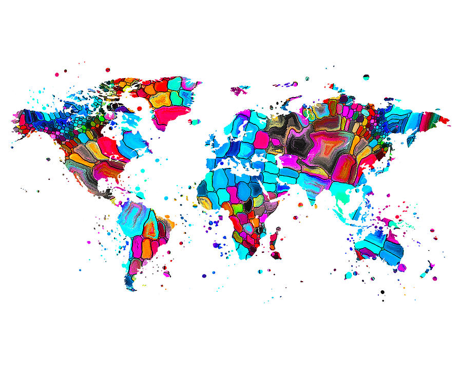 World Map Art Painting by Zuzi s