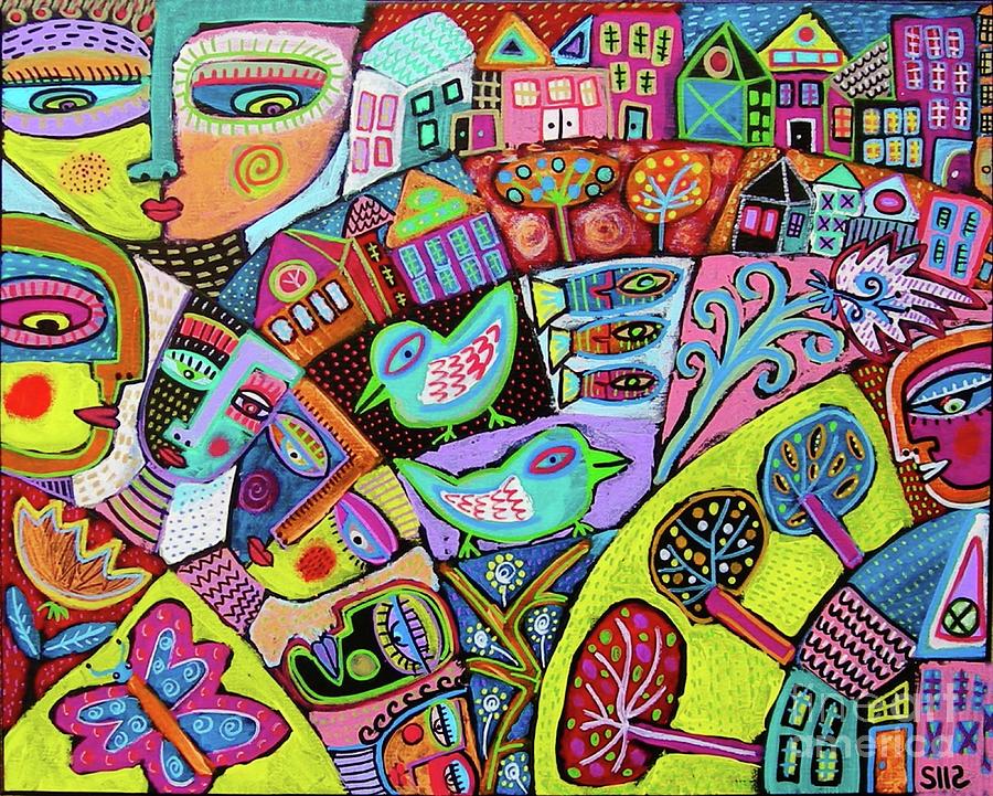 Colorful Community Being Inclusive Painting by Sandra Silberzweig